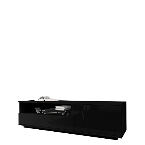 TV Board Lowboard Muza, TV Lowboard mit Grifflose Öffnen, Unterschrank, Fernsehschrank, Sideboard Tisch Mediaboard