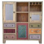 The Wood Times Kommode Highboard Schrank Massiv Vintage Look Dhaka Mangoholz, BxHxT 120x135x40 cm