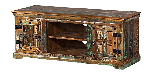 The Wood Times Lowboard TV Möbel Massivholz Vintage Look Delhi FSC Recycled, BxHxT 125x50x45 cm