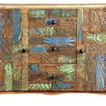 The Wood Times Sideboard Vintage Wohnzimmerschrank Massivholz Agra, FSC Recycled, BxHxT 115x80x40 cm
