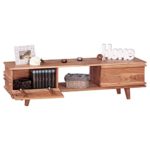 WOHNLING Lowboard Massivholz Kommode 145 cm TV-Board Ablage-Fach Landhaus-Stil Unterschrank TV-Möbel Echt-Holz Hifi-Rack 41 cm hoch Sideboard tief Deko Fernsehschrank offen Natur-Produkt