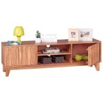 WOHNLING Lowboard Massivholz Kommode 146cm TV-Board 2 Fächer und Türen Landhaus-Stil Unterschrank TV-Möbel Echt-Holz Hifi-Rack 60 cm hoch Sideboard tief Deko Fernsehschrank offen Natur-Produkt