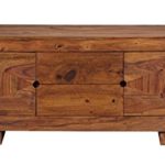 WOHNLING Lowboard Massivholz Sheesham Kommode 135cm TV-Board Landhaus-Stil 2 Türen und Schubladen Design Fernsehtisch Unikat Echt-Holz Hifi-Rack 52 cm hoch Sideboard Deko Fernsehschrank Natur-Produkt