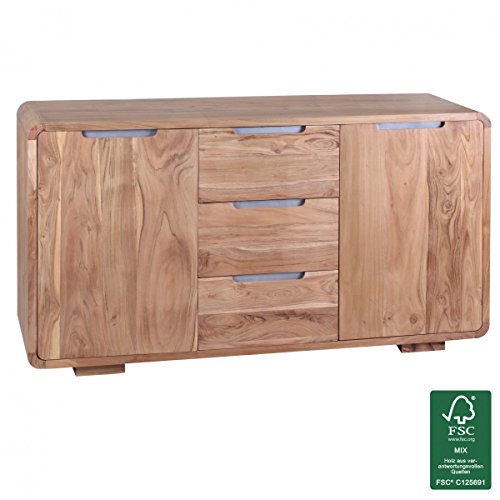 WOHNLING Sideboard Massivholz Kommode 145 x 45 cm