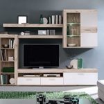 Wohnwand 62679 Anbauwand 5-teilig mit Beleuchtung sandeiche weiß 300cm