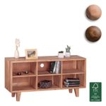 FineBuy Lowboard Massivholz Kommode 118cm TV-Board 6 Fächer Landhaus-Stil dunkel-braun Unterschrank TV-Möbel