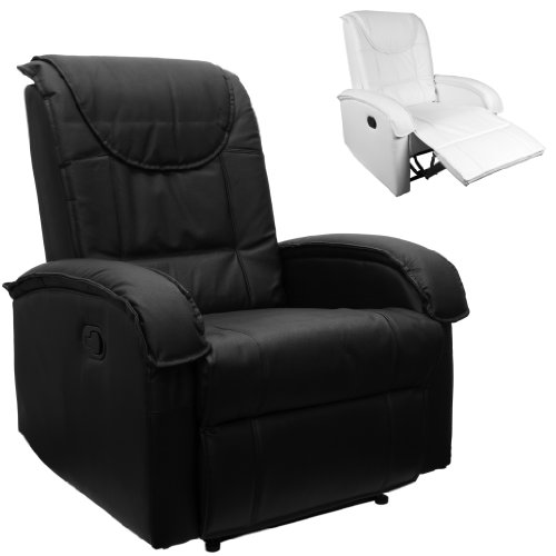 TV Sessel, Fernsehsessel, Relaxsessel, mit ausklappbarer Fußstütze, bequeme Polsterung, Farbvariante schwarz, weiß