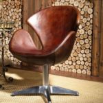 Vintage Echtleder Sessel Retro Ledersessel Braun Drehsessel Loft Ohrensessel Sessel Lounge Clubsessel Möbel Drehsessel 435