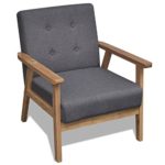 vidaXL Retro Holz Sofaset Couch Sofagarnitur Polstersessel Polstersofa Knopfdeko Grau