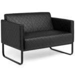 Loungesofa ARUBA BLACK Gestell schwarz Kunstleder 2-Sitzer schwarz hjh OFFICE