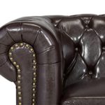 Massivum Chesterfield Sofa 2-Sitzer, Lederimitat, braun, 154 x 90 x 67 cm