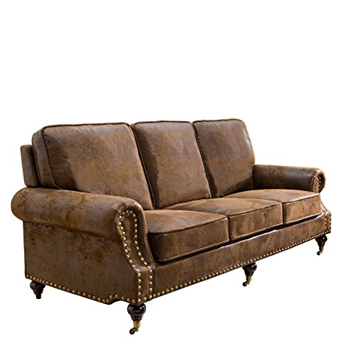 Edles Chesterfield Sofa HAVANNA CLUB braun 3-Sitzer mit Rädern Couch