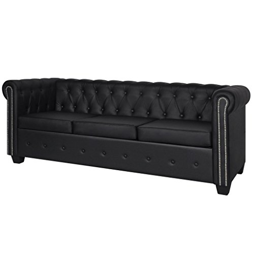 vidaXL Chesterfield Sofa Couch 3-Sitzer Kunstleder Wohnmöbel Büromöbel Polstergarnitur