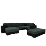 Ecksofa Olga SALE!, Elegante BIG Couch, Design U-Form Eckcouch, Ecksofa, Farbauswahl, Wohnlandschaft (Ecksofa Links mit Hocker, Hippo Black + Elite Charcoal)