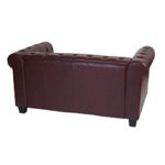 Luxus 2er Sofa Loungesofa Couch Chesterfield Kunstleder ~ eckige Füße, rot-braun