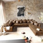 Couch Clovis modular - Ecksofa, Sofa, Wohnlandschaft & Modulsofa (Braun, Sofa XL mit Hocker + Armlehne)