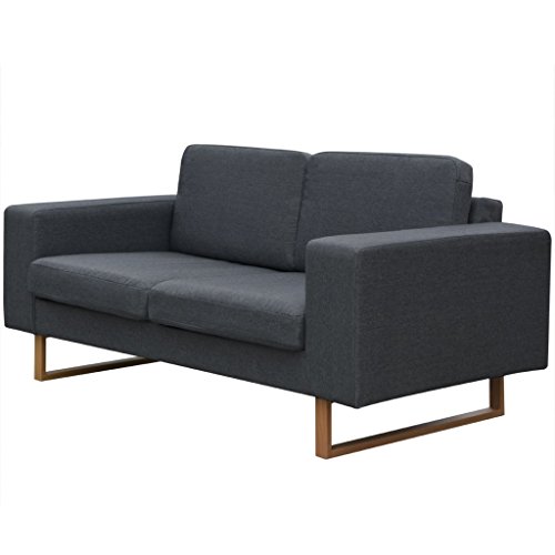 vidaXL Sofa Polstersofa 2-Sitzer Stoffsofa Loungesofa Couch Wohnzimmer Möbel Dunkelgrau