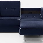 Schlafsofa Merina Grau Blau Weiß Mikrofaser Stoff Sofa Couch Schlafcouch mit Federkern Bettfunktion (Blau)