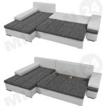 Design Ecksofa Bangkok Mini, Moderne Eckcouch mit Schlaffunktion und Bettkasten, schwerentflammbar stoff, Ecksofa für Wohnzimmer, Gästezimmer, Couch L-Form, Wohnlandschaft, (Soft 017 + Florida 01)