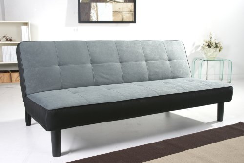 Schlafsofa in grau/schwarzer Velouroptik, Couch mit Schlaffunktion