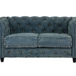 Massivum Chesterfield Sofa 2-Sitzer, Stoff, blau, 164 x 90 x 65 cm