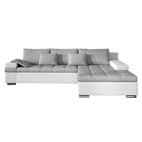 Design Ecksofa Bangkok Smart, L-Form Couch, Moderne Eckcouch mit Schlaffunktion und Bettkasten, Farbauswahl, Ecksofa für Wohnzimmer, Gästezimmer, Wohnlandschaft (Ecksofa Rechts, Soft 017 + Luksor 2789)