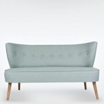 2-Sitzer Vintage Sofa Couch-Garnitur Brentwood indigo-blau 141 cm x 77 cm x 73 cm