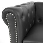 Luxus 3er Sofa Loungesofa Couch Chesterfield Kunstleder ~ runde Füße, schwarz