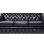 Original Chesterfield Sofa - 3 Sitzer - Vollständig Handgewaschenes Leder – Schwarz