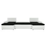 Sofa Polsterecke Linosa Weiß/ Strukturstoff Schwarz - Ecksofa von Jalano Wohnlandschaft U-Form Couch Schlafsofa mit Kissen