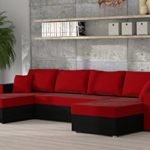 Ecksofa Sofa Couchgarnitur Couch Rumba Style! Wohnlandschaft mit Schlaffunktion und Bettkasten, Ecksofa in U-Form, Polstermöbel, Farbauswahl, Kissen-set (Alova 04 + Alova 46)