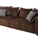 Sofa Mavericco / Braune Polster Couch in Wildlederoptik / Mit Kisseneinsatz und Echtholzfüßen / 287x69x108 (BxHxT)