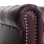 Luxus 2er Sofa Loungesofa Couch Chesterfield Kunstleder ~ eckige Füße, rot-braun