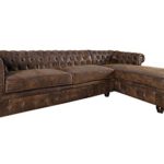 Edles Chesterfield Ecksofa im Antik Look Ottomane rechts Eckcouch Sofa braun Wohnzimmer Couch