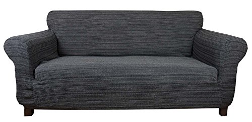 Stretchhusse (schwarz-grau) hussen für sofa 3 sitzer - sofahusse