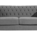 Max Winzer 2551-3880-2051714 Sofa London im Chesterfield Look, 3 Sitzer 2-geteilt, flauschiges Flachgewebe anthrazit