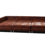 Wohnlandschaft Sofa Couch Ecksofa Eckcouch in Mikrofaser Vintage braun Minsk XXL