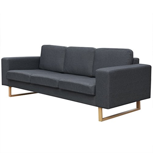 vidaXL Sofa Polstersofa 3-Sitzer Stoffsofa Loungesofa Couch Wohnzimmer Möbel Dunkelgrau