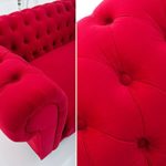 Edles Sofa CHESTERFIELD 200cm rot 2er Couch Zweisitzer Barock Englisch mit Ziersteppung Samt