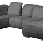 Cavadore Wohnlandschaft Tabagos / U-Form mit Ottomane links / XXL Couch mit Sitztiefenverstellung / Verstellbare Rückenlehnen / 364 x 85 x 248 (B x H x T) / Farbe: Fango (grau)
