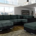 Ecksofa Olga SALE!, Elegante BIG Couch, Design U-Form Eckcouch, Ecksofa, Farbauswahl, Wohnlandschaft (Ecksofa Links mit Hocker, Hippo Black + Elite Charcoal)