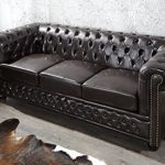 Edles Chesterfield 3er Sofa dark coffee m. Nietenbesatz