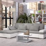 Design Ecksofa Bangkok Mini, Moderne Eckcouch mit Schlaffunktion und Bettkasten, schwerentflammbar stoff, Ecksofa für Wohnzimmer, Gästezimmer, Couch L-Form, Wohnlandschaft, (Soft 017 + Florida 01)