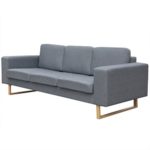 vidaXL Sofa Polstersofa 3-Sitzer Stoffsofa Loungesofa Couch Wohnzimmer Möbel Hellgrau