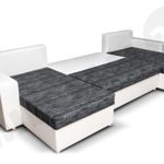 Ecksofa Sofa Couchgarnitur Couch Rumba Style! Wohnlandschaft mit Schlaffunktion und Bettkasten, Ecksofa in U-Form, Polstermöbel, Farbauswahl, Kissen-set (Alova 04 + Alova 46)