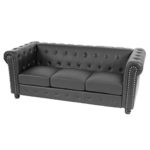 Luxus 3er Sofa Loungesofa Couch Chesterfield Kunstleder ~ runde Füße, schwarz