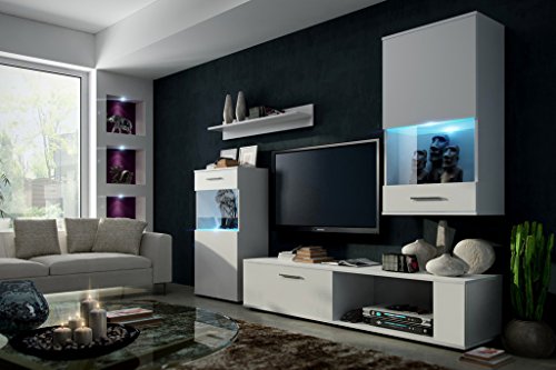 ANNE Moderne Wohnwand, Exklusive Mediamöbel, TV-Schrank, Neue Garnitur, Große Farbauswahl (RGB LED-Beleuchtung Verfügbar)