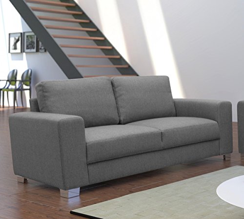 Dreams4Home, 2-Sitzer Sofa Dust BOXSPRING Polsterung Couch, Polstersofa, grau, Farbe:hellgrau;Fußausführung:Echtholz