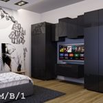 FUTURE 11 Wohnwand Anbauwand Wand Schrank TV-Schrank Möbel Zimmer Hochglanz Matt Schwarz Weiß Sonoma LED RGB Beleuchtung