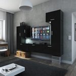 FUTURE 9 Wohnwand Anbauwand Wand Schrank TV-Schrank Möbel Wohnzimmer Wohnzimmerschrank Matt Weiß Schwarz Sonoma LED RGB Beleuchtung